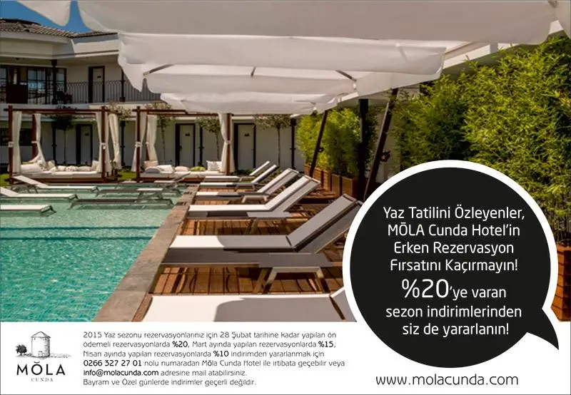 Yaz Tatilini Özleyenler için Mola Cunda Otel Erken Rezervasyon Fırsatı