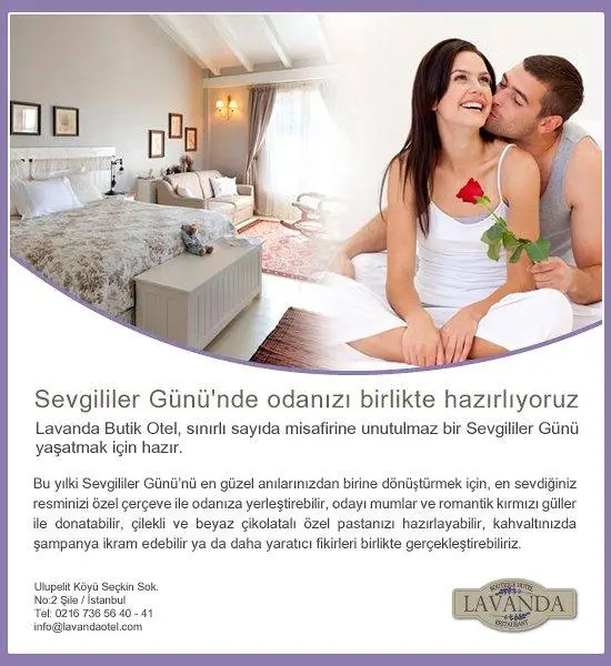 Şile Lavanda Otelde Sevgililer Gününde odanızı birlikte hazırlıyoruz